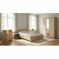 Dormitor Soft Sonoma cu pat 140x200 cm